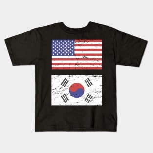 United States Flag & South Korea Flag Kids T-Shirt